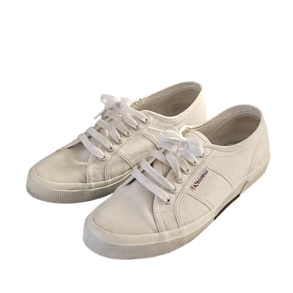 SUPERGA 2750 COTU CLASSIC White Canvas Sneakers 41.5 Size 10 Trainers Retro - Picture 5 of 16